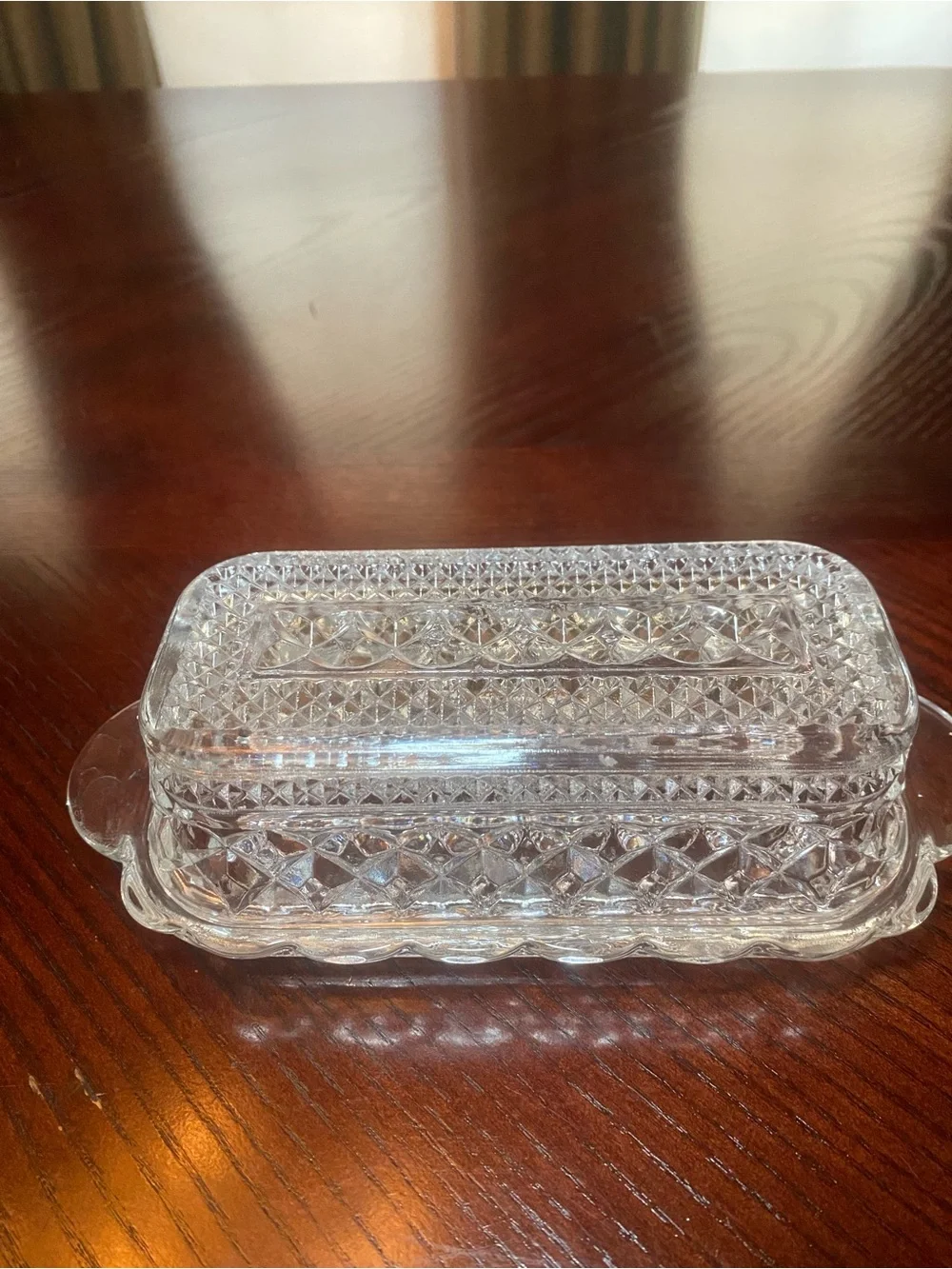 Anchor Hocking Wexford covered butter dish- Classic Diamond Cut